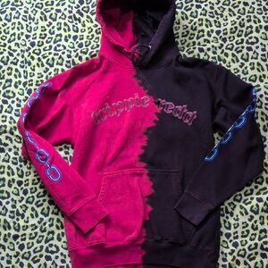 ♥️🖤Trippie Redd Half Black and Red Chain Sleeves Hoodie🖤♥️